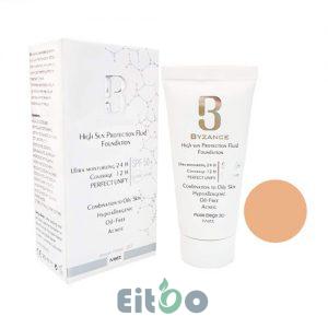 بیزانس فلوئید ضدآفتاب پوست چرب رنگی بژ صورتی SPF 50 30